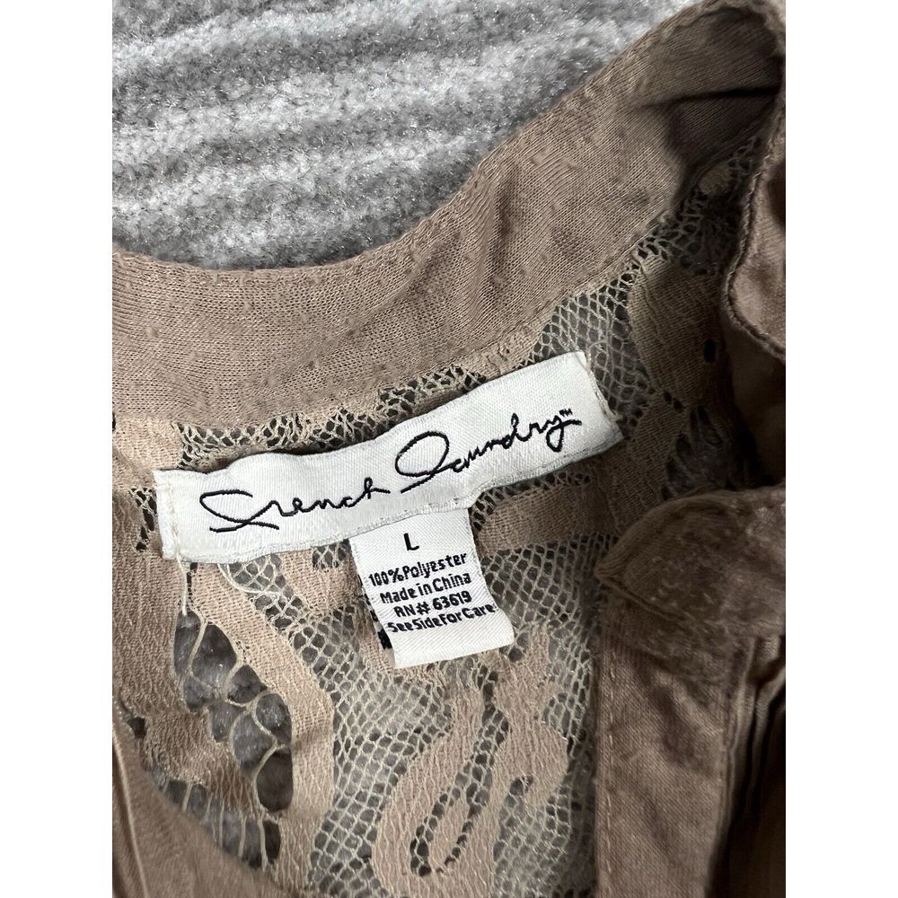French Laundry Top Womens Large‎ Brown Sleeveless Button Up Lace Polyester - Picture 9 of 10